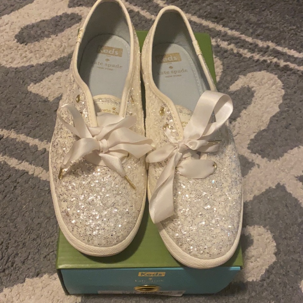 kate spade glitter cream sneakers